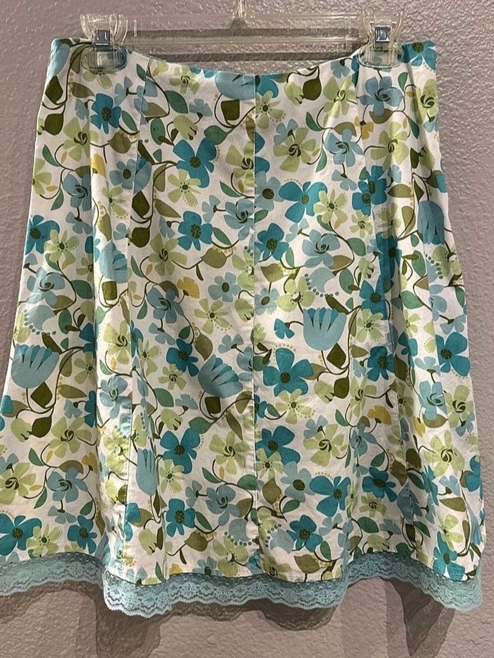 Vintage Floral A-Line Skirt in Blue & Green Size 7 Like New